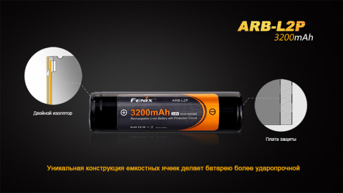 Аккумулятор 18650 Fenix 3200 mAh Li-ion, ARB-L2P фото 3